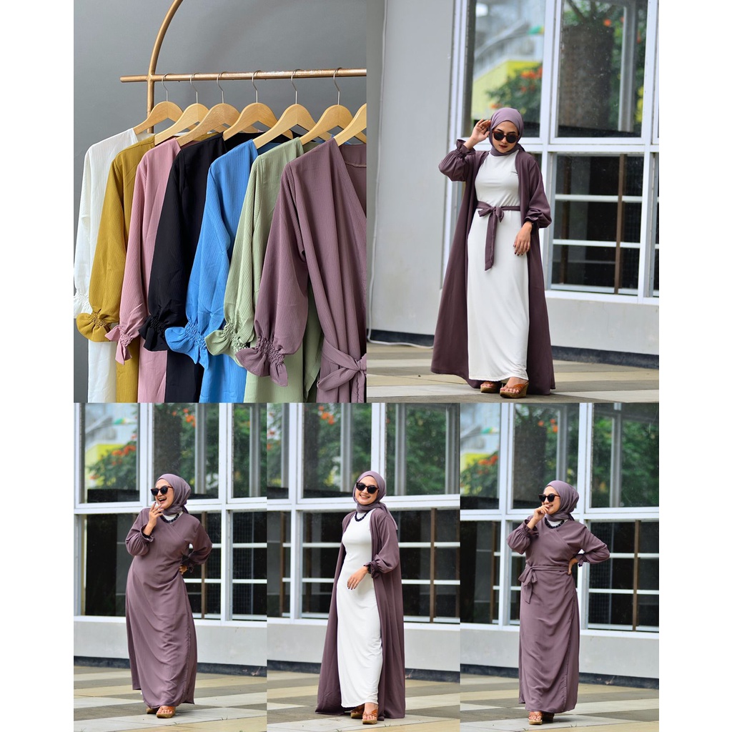 RAABIHA Afina Long Outer I 4 Style In 1 Outer I Outer Kekinian I Outfit Ramadhan