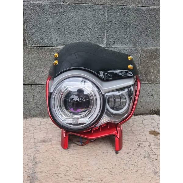 Lampu tiger revo pece set biled projector 3 inch plus led RGB daymaker mini 3 mata headlamp tiger pe