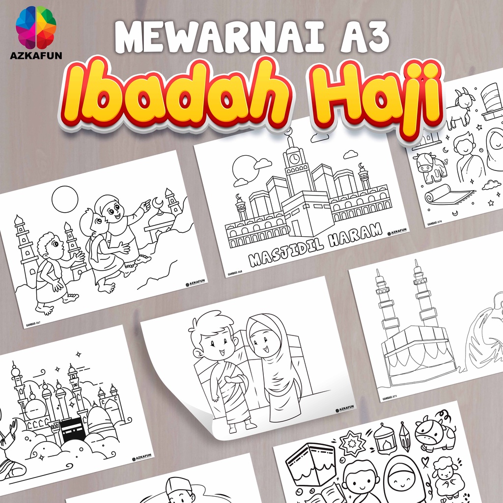 

Kertas Mewarnai A3 HAJI - Mewarnai anak islami