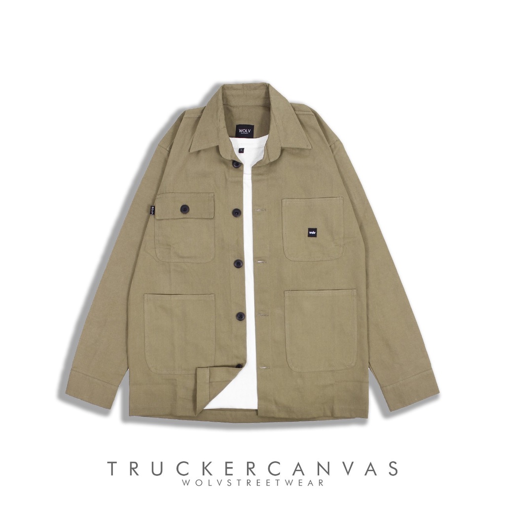 [SIAP KIRIM] Trucker Canvas Semi Parka 4 Pocket Canvas Original Distro Wolv Pria Wanita Edition