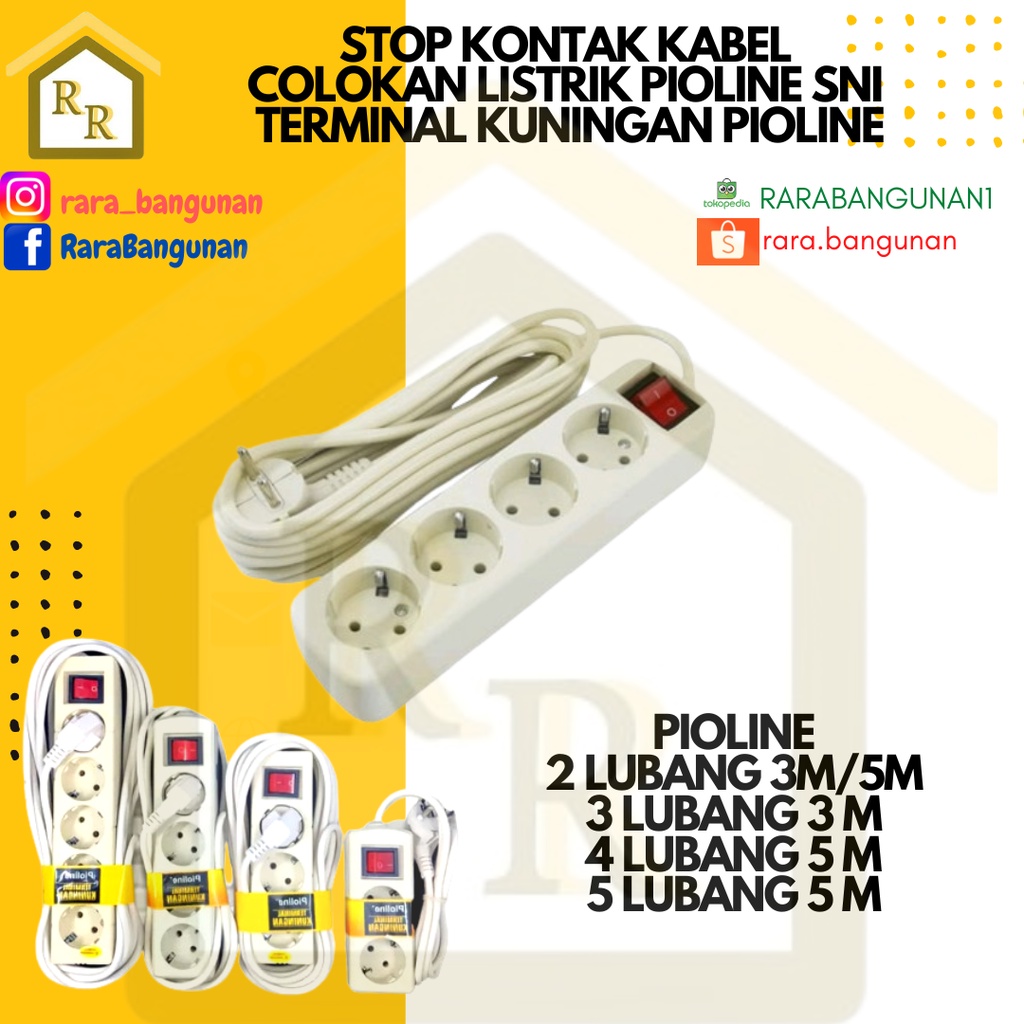 Stop Kontak PIOLINE 2 Lubang 5 Meter