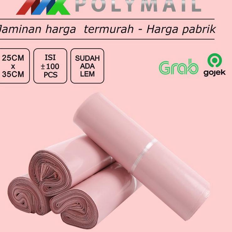 

High Quality POLYMAILER ±100PCS 25x35CM BABY PINK PREMIUM GLOSSY PLASTIK POLYMAILER PINK