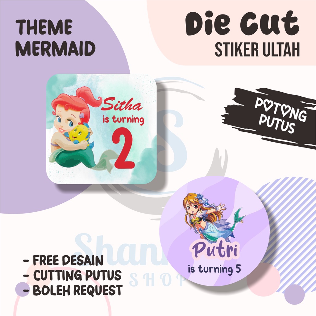 

Stiker Label Ulang Tahun THEME MERMAID / Stiker Ulang Tahun Bahan Chromo / Stiker Ultah Murah