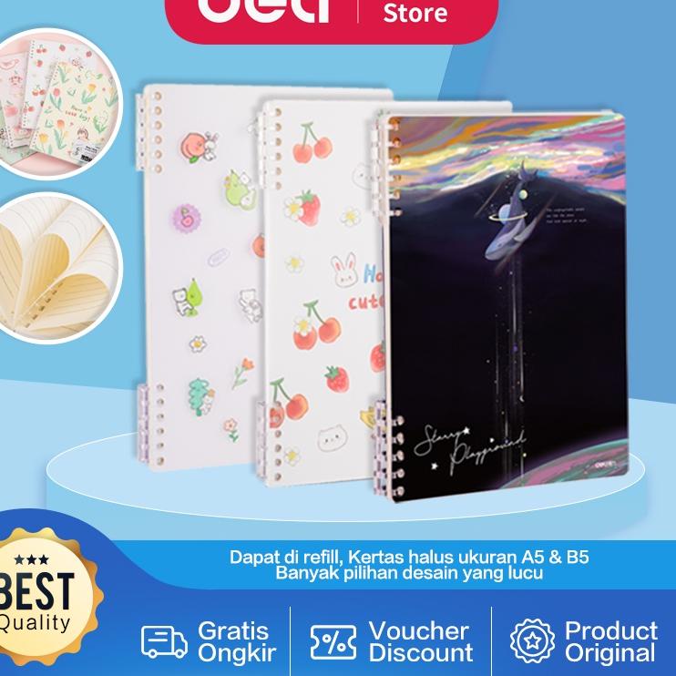 

✨New✨ Deli Loose-Leaf Notebook / Binder Buku Catatan Lucu Dapat di Refill Isi 50 Lembar A5 B5 2450X !!