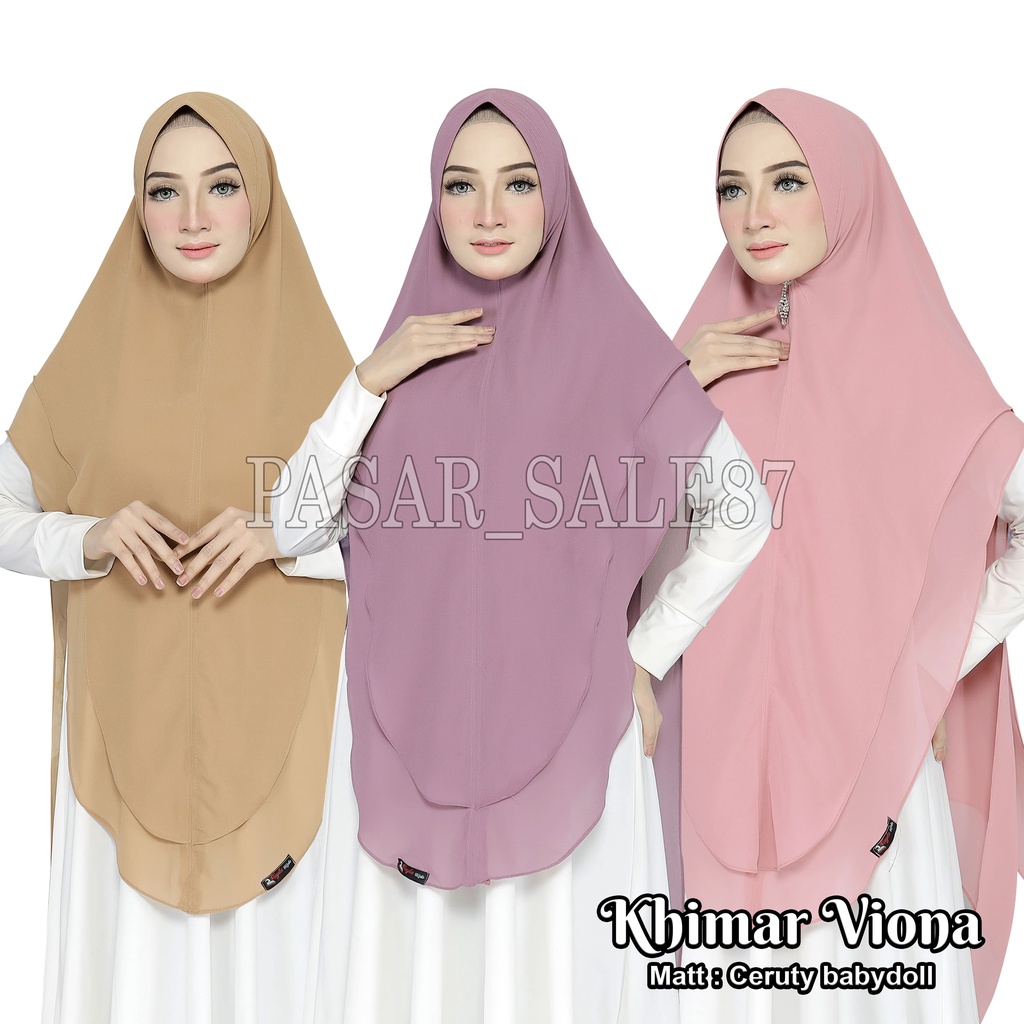 Khimar VIONA Ceruty BabyDoll Kerudung Syar'i Ceruty 2 Layer Jilbab Jumbo PASAR  HIJAB