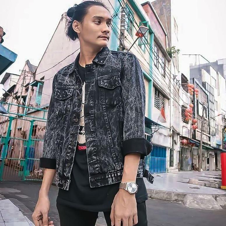 BEST PRODUCT (PROMO) JAKET JEANS PRIA SANDWASH HITAM