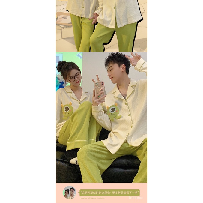 [✅BISA COD]#frs home#Pasangan piyama wanita model musim semi dan musim gugur lengan panjang longgar wafel kartun 2023 set