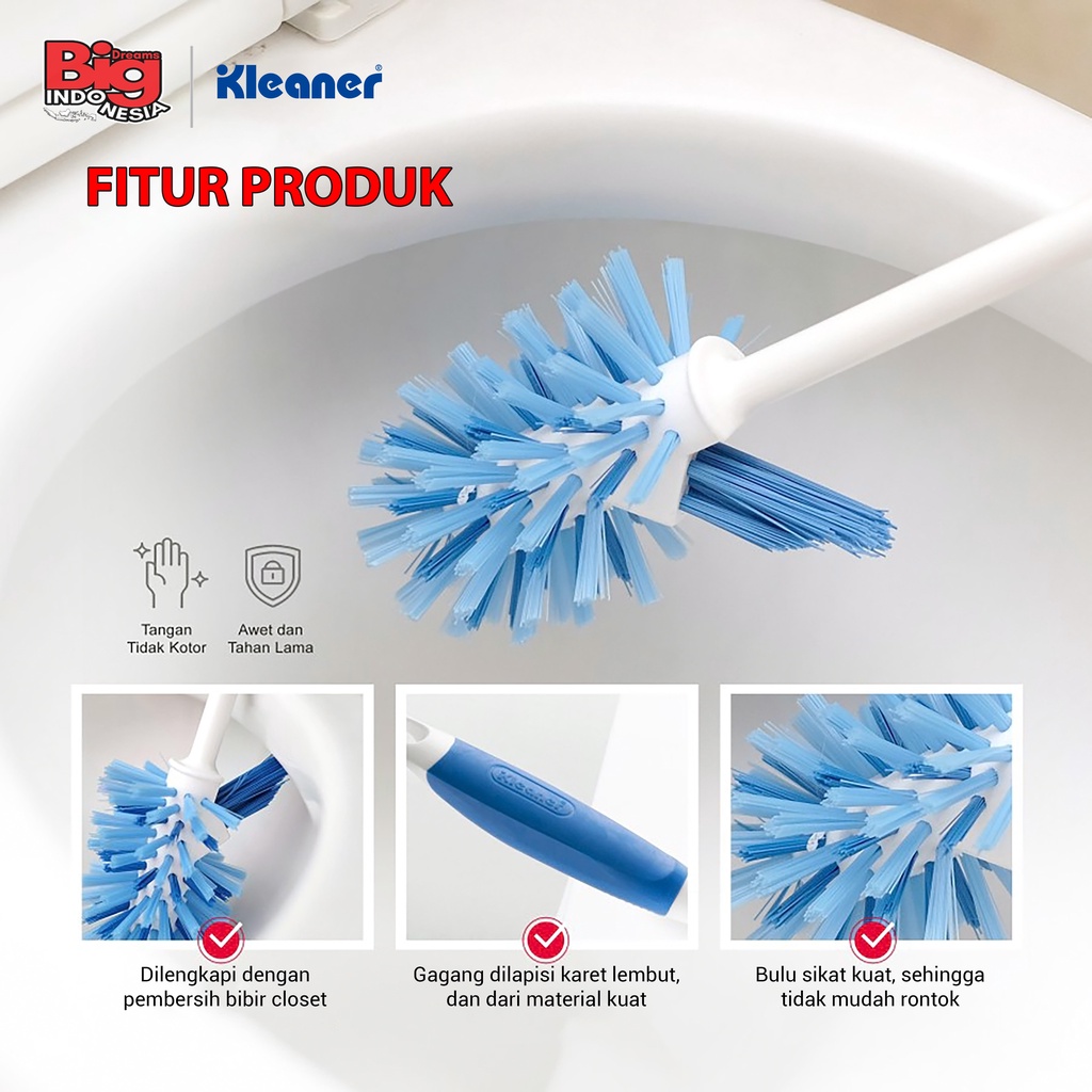 Sikat Kloset Wc Gagang 1 Pcs Karet Lembut Closet Brush Pembersih Kamar Mandi Kleaner K19013