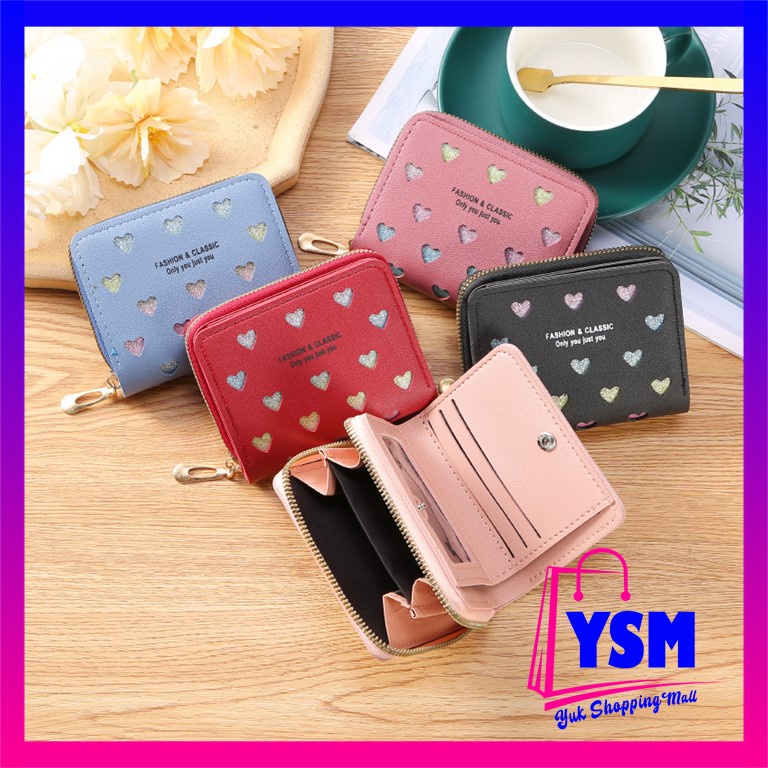 YSM DOMPET WANITA PENDEK FOREVER MEMORY LOVE GLITTER 033 DOMPET WANITA MINI DOMPET KARTU KECIL