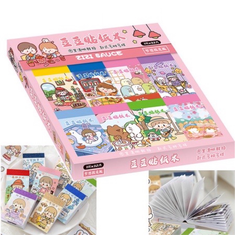 Book Stiker Kartun mini Lucu 1pcs isi 24 lembar sticker momo buku korea notesbook stiker buku momo tempel