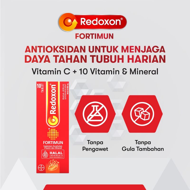 Redoxon Fortimun Vitamin dan Mineral Rasa Jeruk Tube Isi 10 Tablet Effervescent