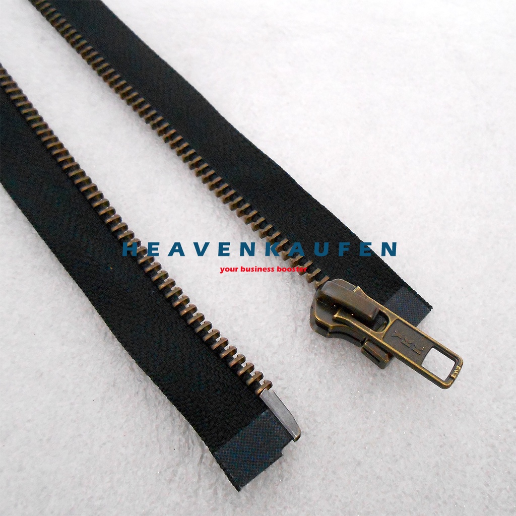 Resleting Zipper YKK 40 cm / 16 inch Type Gigi Besi Warna Hitam Atg Bakar Set Open - End