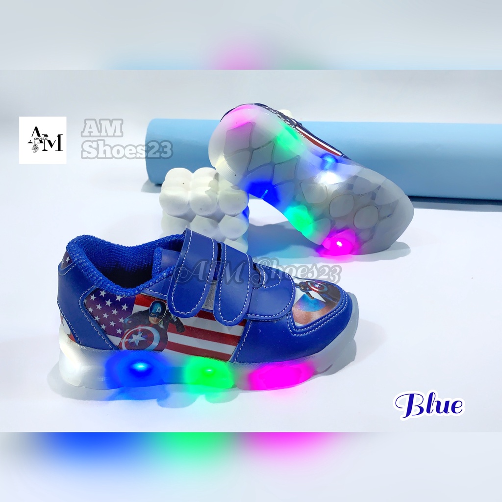 sepatu anak laki laki captain amerika led 1 - 6 tahun COD