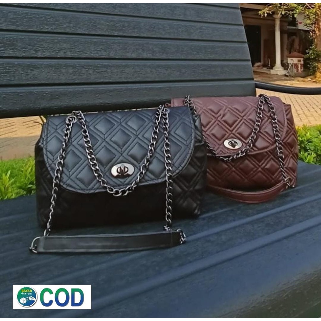 #IDH FASHION# Slingbag Wanita ELEGANT!! Tas selempang, tas bahu tali rantai ulir  wanita tas fashion tas cantik tas kekinian