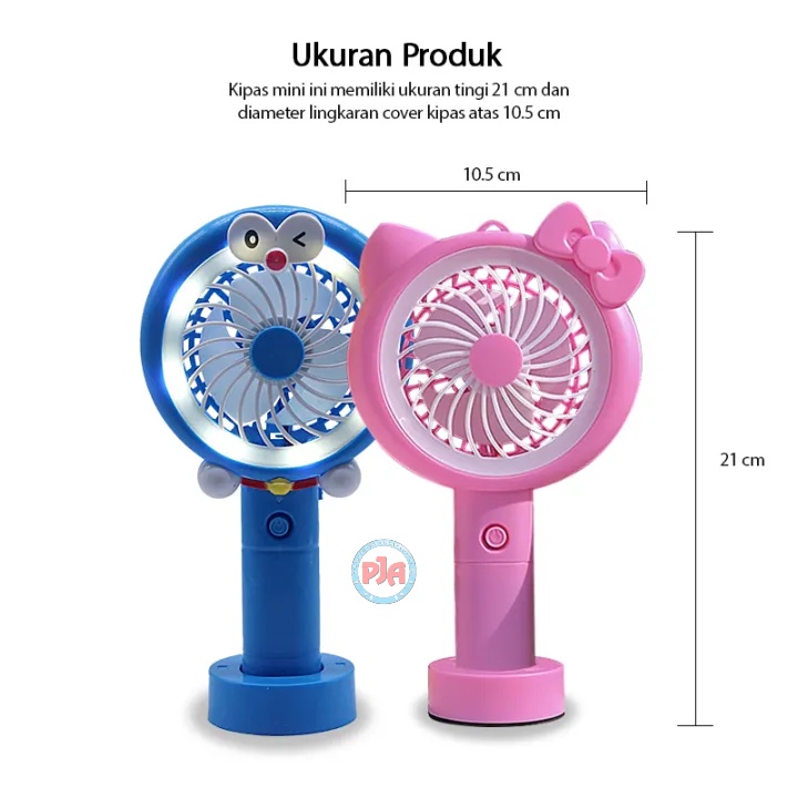 Kipas Angin Portable Mini Karakter Kipas Angin Genggam LED Usb Cas Fan Lucu Unik Doraemon Hellokitty