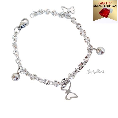 Set Kalung Anak Titanium Anti Karat Gelang Tangan Anak Cewek Model Terbaru Kupu Kecil - Lovelybutik