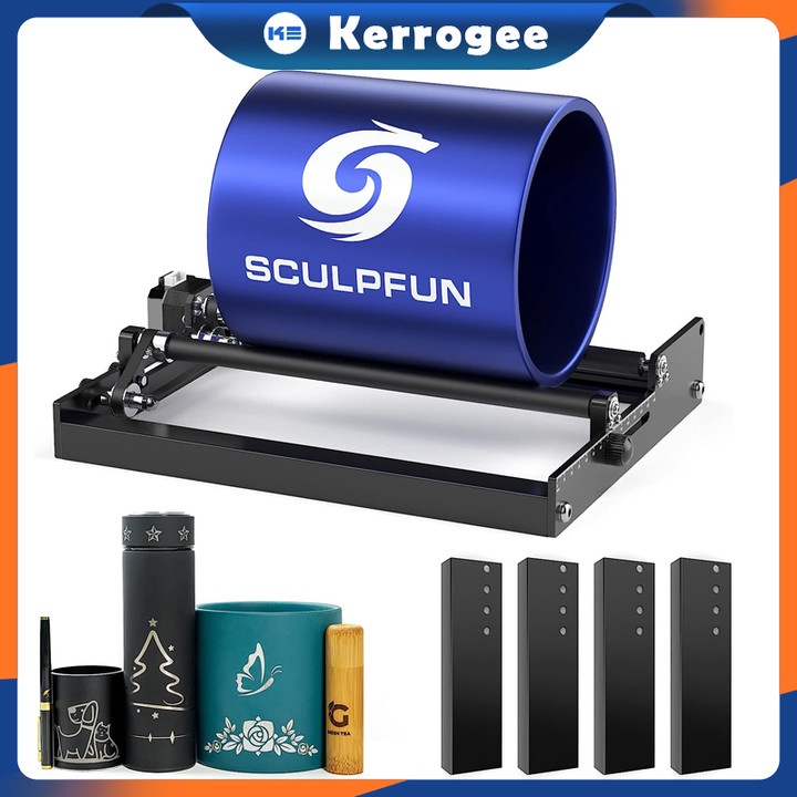 Sumbu ukiran putar SCULPFUN dapat diputar 360° dan cocok untuk berbagai macam objek dengan diameter dari 6mm - 150 mm, plug and play.