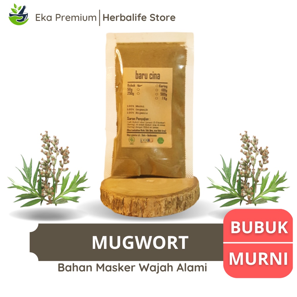 

MUGWORT BUBUK Daun Baru Cina Kering Masker Wajah Halus Ramuan Herbal Rempah Asli Murni Tradisional Lulur Jerawat