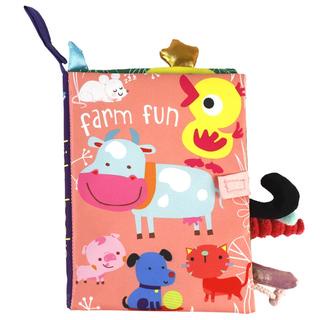 SS  Buku Kain Anak Mainan Softbook Baby Touch 3D Cloth Book With Animal Tail Sensory Bahasa Inggris Buku Belajar Edukasi