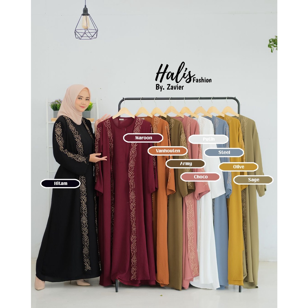 GAMIS CRINGKLE BORDIR ROMPI HALIS LEBARAN OOTD STYLE SYARI MODEL TERBARU