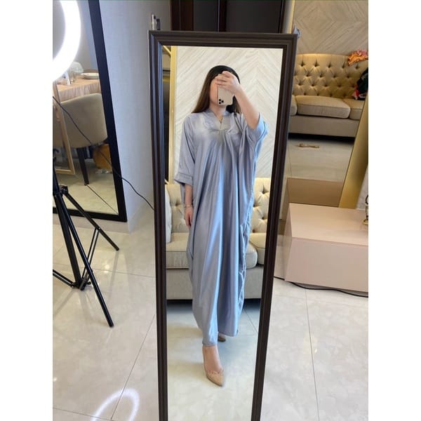 ARIEL GAMIS KAFTAN LEBARAN OVERSIZE DRESS PANJANG ATASAN WANITA SATIN SILK PREMIUM (AMD)