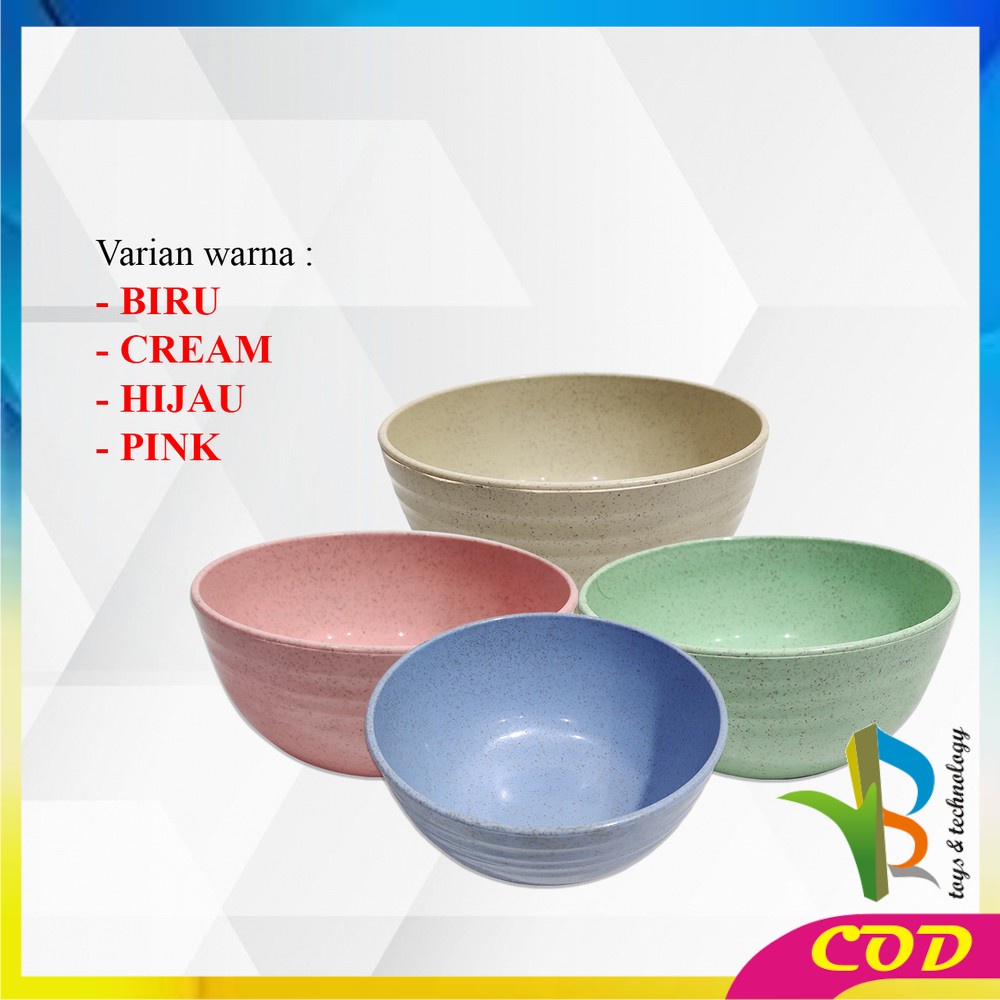 RB-C813 Mangkok Jerami Gandum Set 4PCS 16CM Wheat Straw Bowl Ringan / Alat Makan Mangkuk Plastik Serbaguna