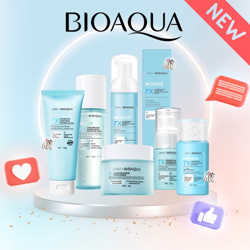 BIOAQUA 7X CERAMIDE SKIN BARRIER REPAIR SERIES ( CLEANSING MOUSSE / TONER / LOTION / MOISTURIZER / CLEANSER / SUNSCREEN )