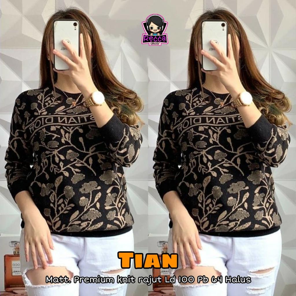 Baju Atasan Blouse Wanita Sweater Rajut Import LD 100 110 Tian Bahan Premium Adem Halus Tebal Recca