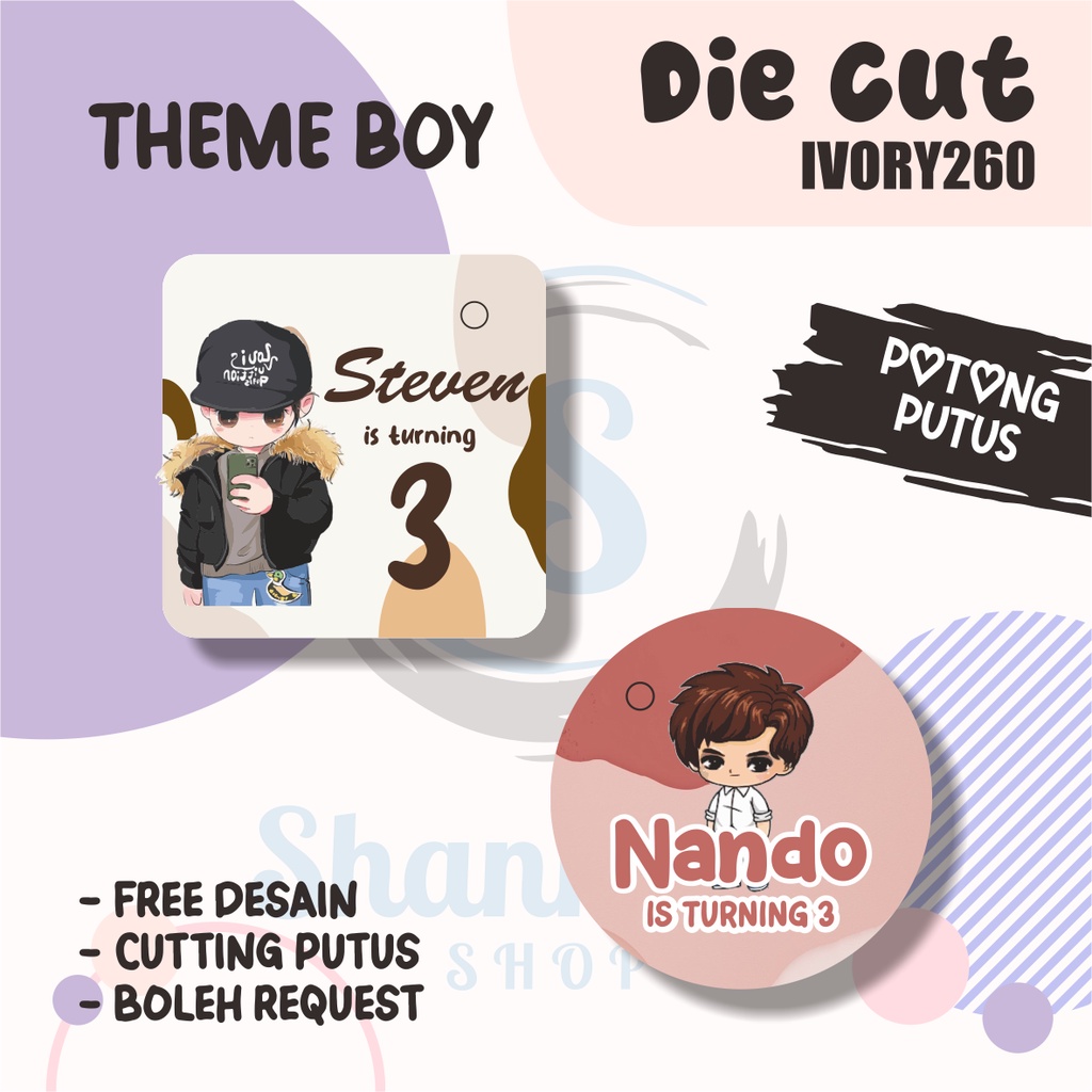 

Tag Bulat Kotak Ulang Tahun THEME BOY /Tag Label Ulang Tahun / Hangtag Hampers Custom