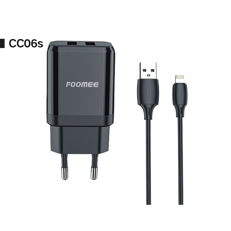 Charger Foomee  CC06s 2.1A Dual Port Travel Charger + 1m Lightning Charging Cable CC06S Charger