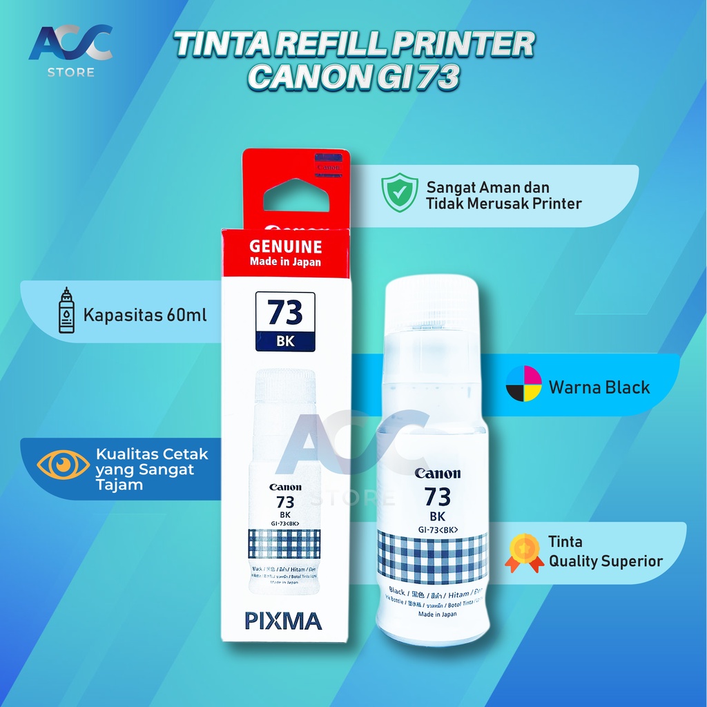 1 SET 6 PCS Tinta Canon Gi 73 Isi Ulang Printer G670 G507