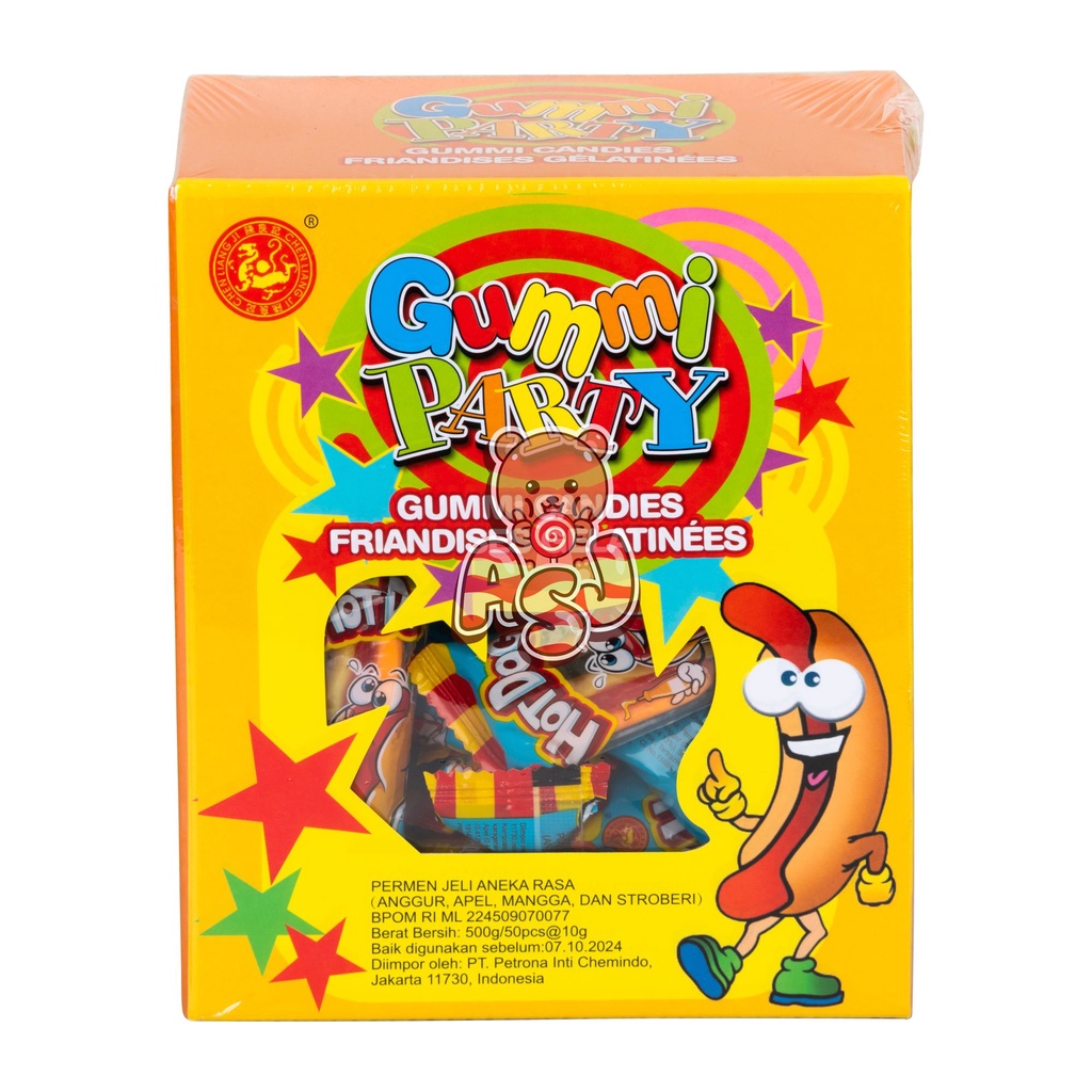 

GUMI PARTY HOTDOG BOX ISI 50 X 10GR