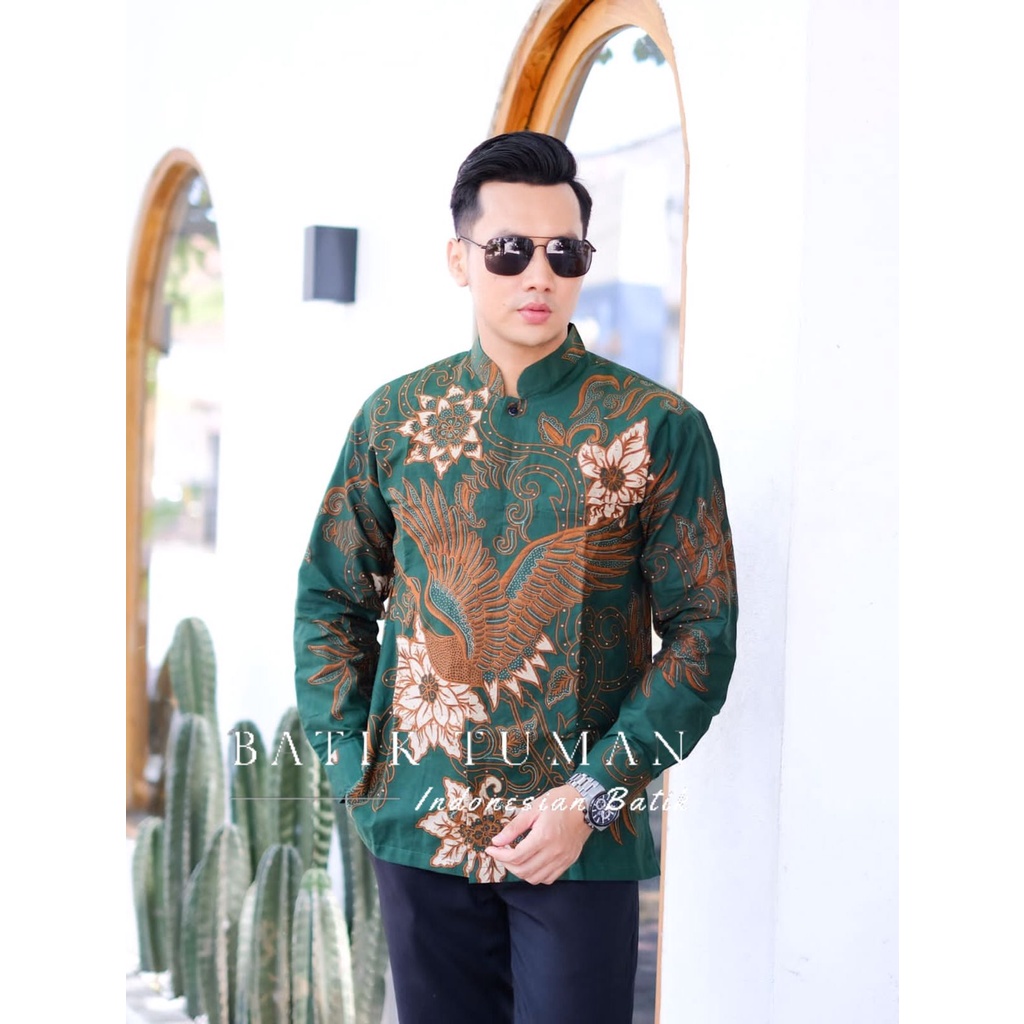 KOKO FAYED EMERALD GREEN Koko Batik Pria Lapis Furing Katun Primisima Batik Solo Baju Koko Pria Leng