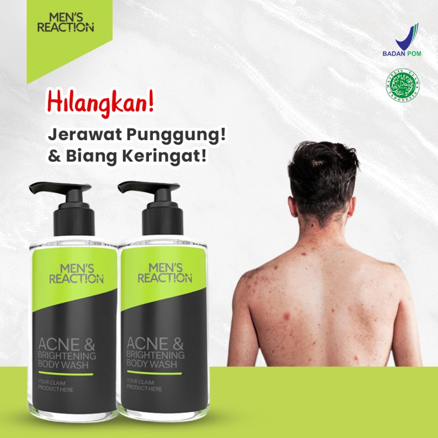 sabun mandi pembersih pencerah penghilang bau badan tubuh jerawat Mens Reaction Acne Brightening Body Wash Original BPOM