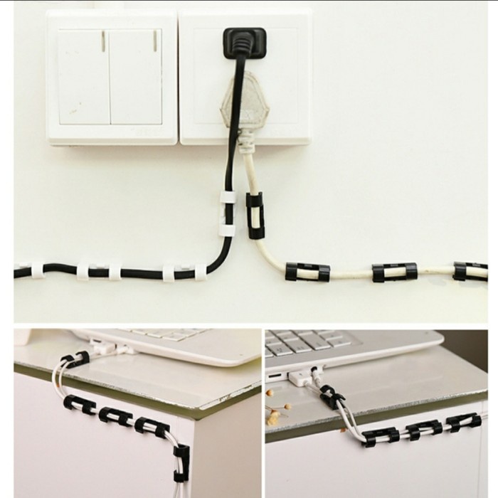

langsung order saja] 20pcs Klip Kabel Organizer Cable Clip Perapi Perekat Pengikat