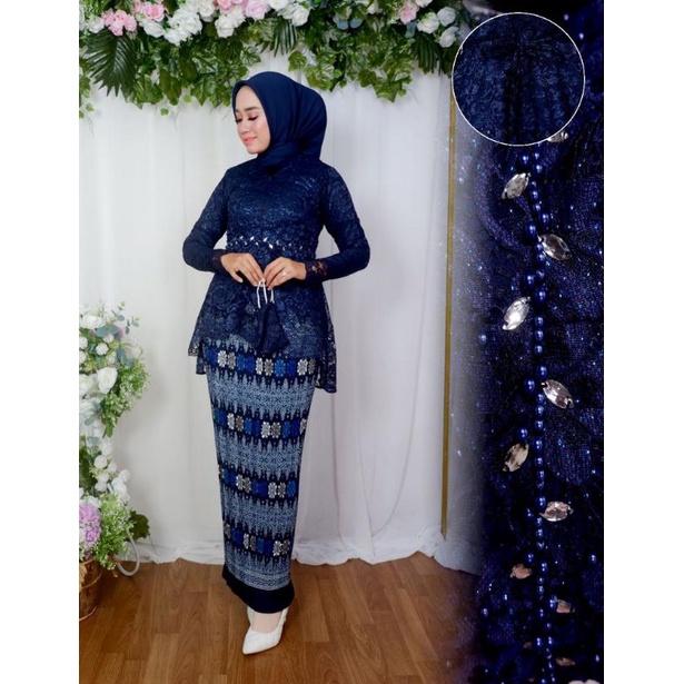 Set Tunik Brokat Amelia Kombinasi Payet Mutiara / Set Kebaya Pesta / Kebaya Modern / Set Tunik Busui Frendly / Kebaya Kondangan / Kebaya Lamaran / Setelan Kebaya Wanita / Set Kebaya wisuda