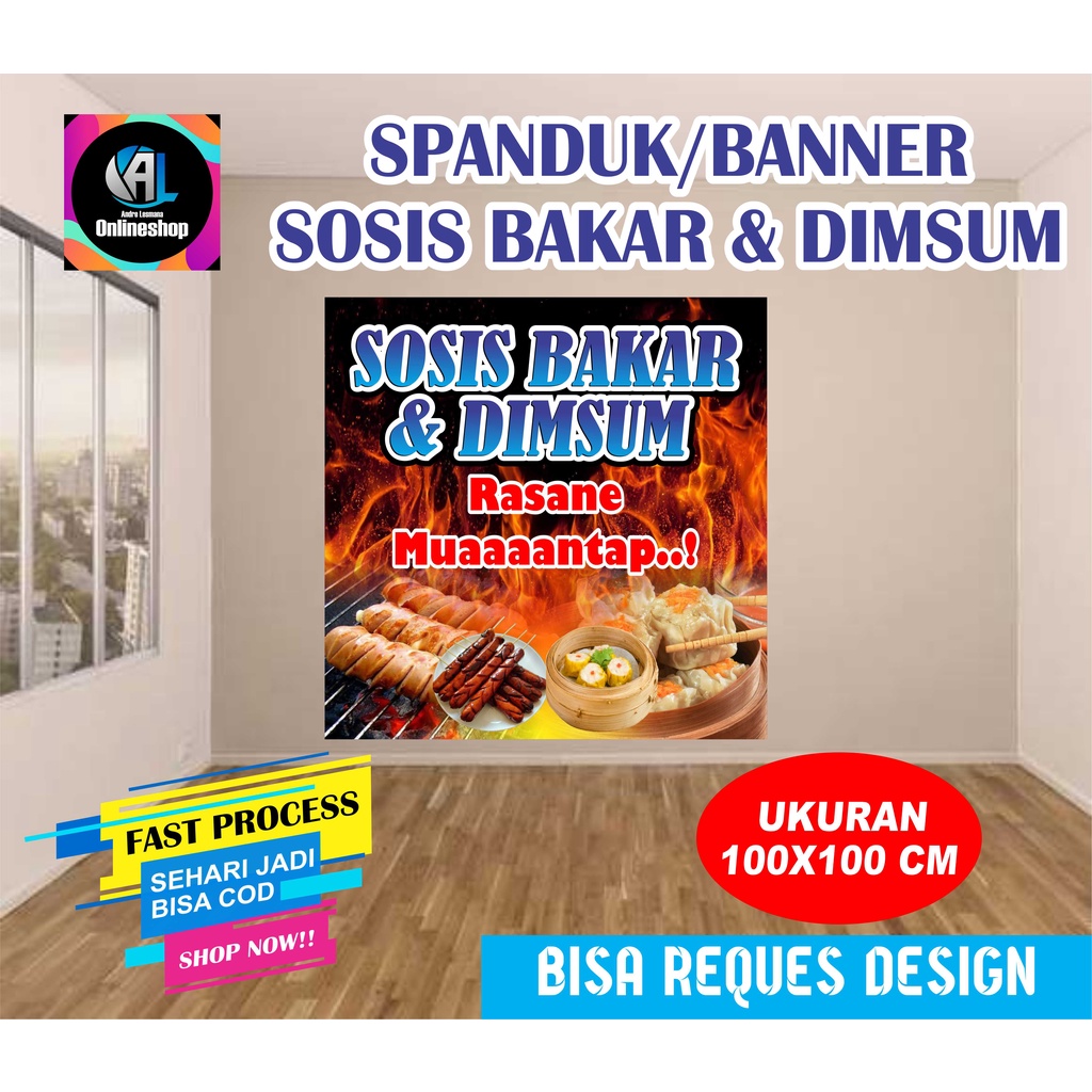 Spanduk Banner Sosis Bakar & Dimsum