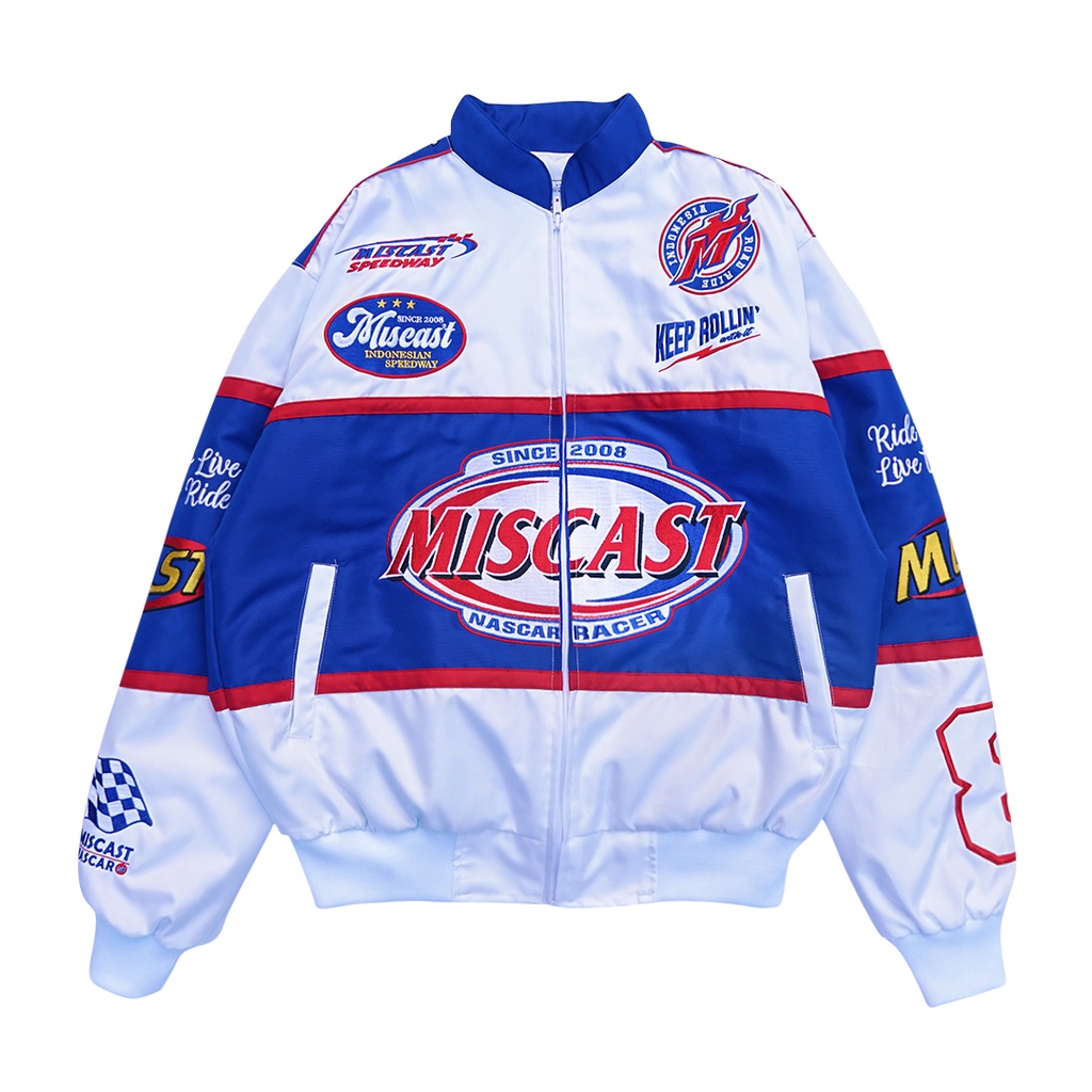 Miscast Jaket Nascar Vintage Racing Buggati White