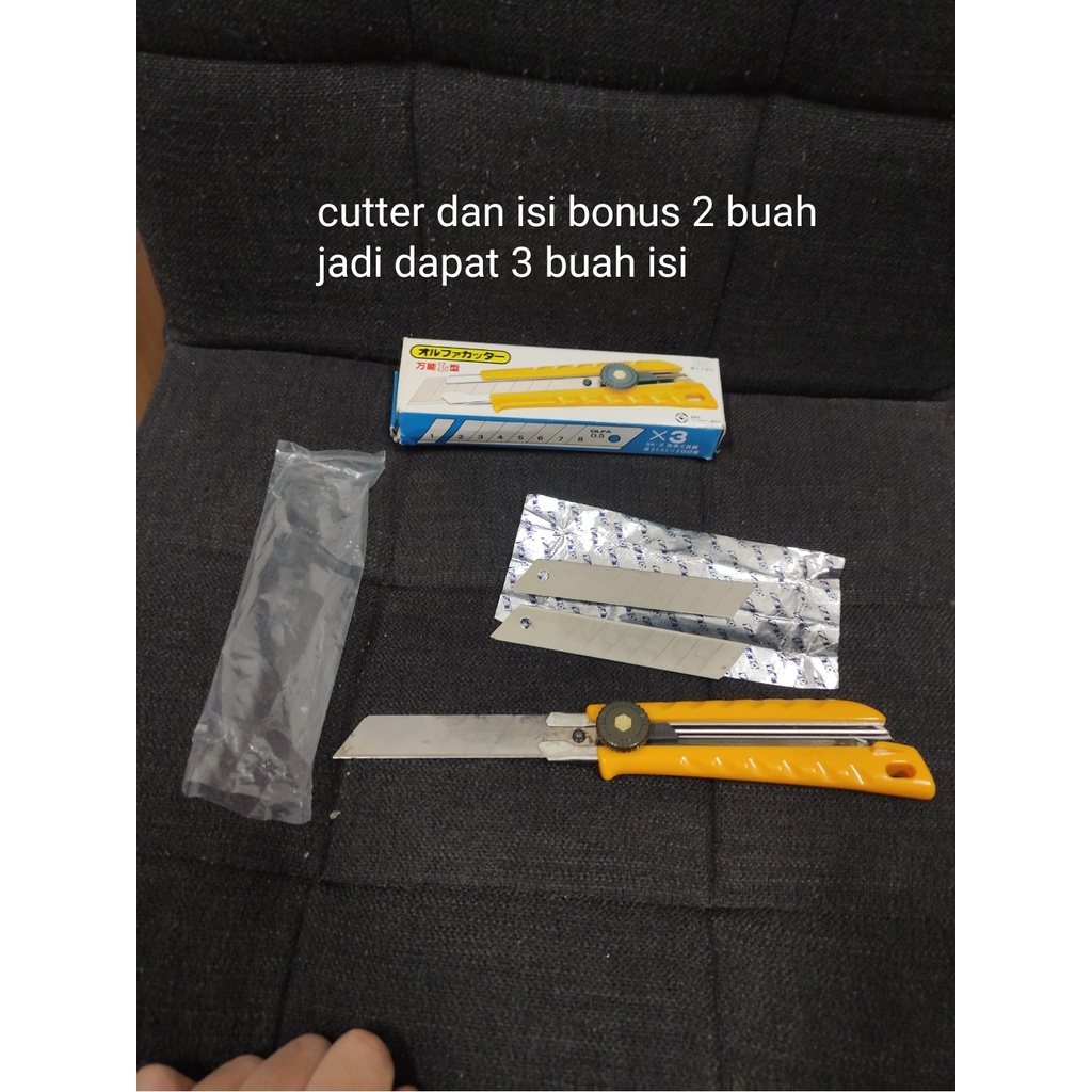 

cutter olfa tipe L1 plus bonus isi cutter 2 buah( dapat 3 mata pisau) sisa jadul