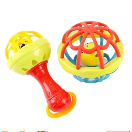 MAINAN KERINCINGAN RATTLE GENGGAM BOLA BAYI TEETHER RATTLE STICK RATTLE TOY SINGLE MAINAN GIGITAN BAYI BPA FREE | FADHILAH SHOP BJB