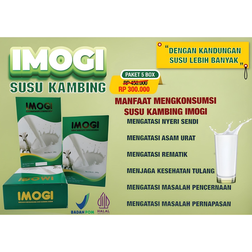 

Susu Kambing IMOGI Paket 5 Box | Susu Kambing Bubuk IMOGI