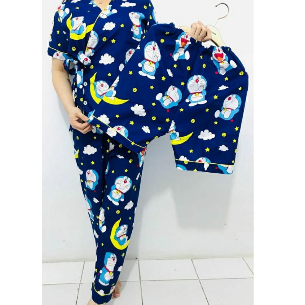 PALING DIMINATI JNV Kimono 3in1 Wanita Motif Bunga - Karakter Kartun - Satin Embos - Baju tidur Kimo