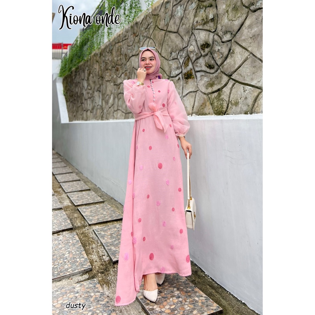 GAMIS PESTA KONDANGAN KIONA ORGANZA KRINKLE POM POM