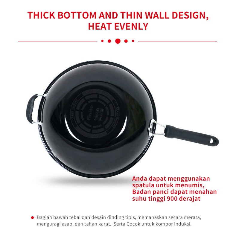 Gotama Wajan Teflon Enamel Tahan Api Dan Tidak Lengket Penggorengan Kuali Kompor Induksi Guping-Kuping