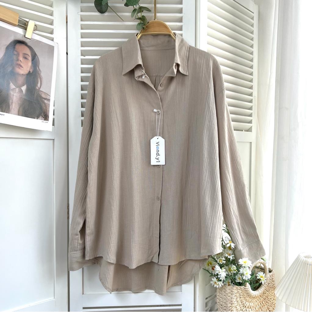 Kemeja Linen  Kemeja Oversize Blouse wanita korea E29