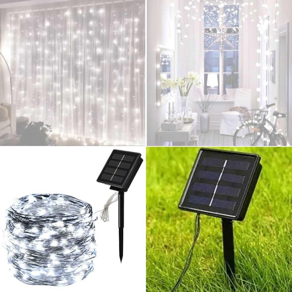 Lampu Hias Tumblr String Lights 200 LED 22 Meter with Solar Panel - OKLED22 - White