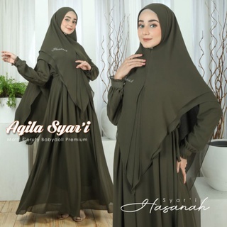 Gamis Aqila Syar'i || Full Set || Original Arsya Collection/hasanah syar'i || Ceruty Babydoll Premiu