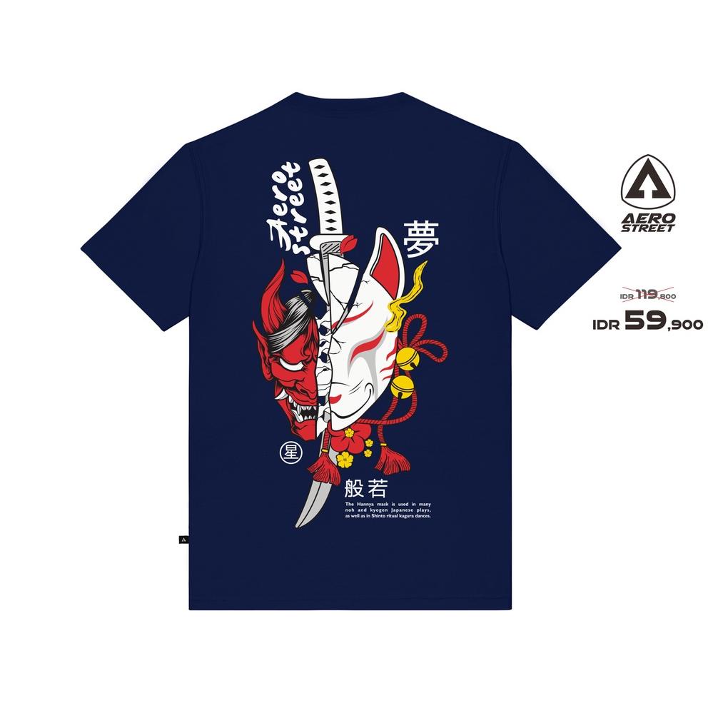 MURAH Aerostreet T Shirt Hannya Kitsune Navy Kaos T-Shirt Tshirt AADAA