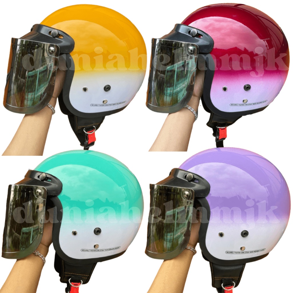 Helm Bogo Dewasa Cat Gradasi Full Leher Identik Cargloss Pria Wanita