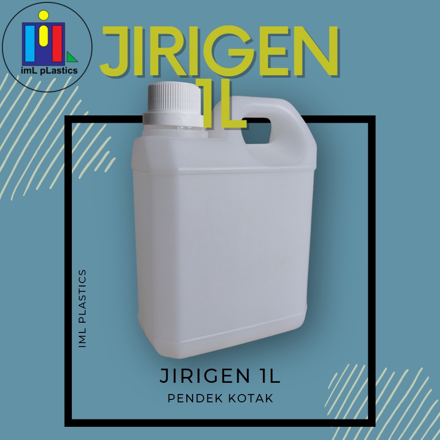 JERIGEN 1 liter HDPE pendek kotak / 1ltr segel / 1000ml putih - 1 pcs